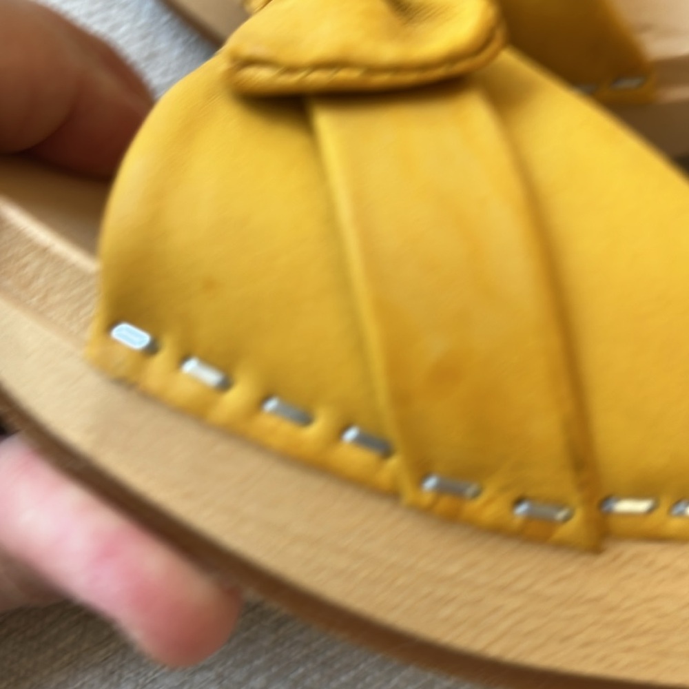 Swedish Hasbeens Beautiful NWT Bow Yellow Retro Vintage Clog Sandal size 7.5 & 8 - Picture 9 of 16